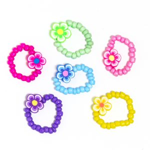 Pärlring m gummiband Blomma 50st
