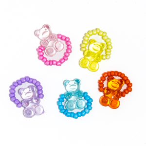 Pärlring m gummiband nalle 50st