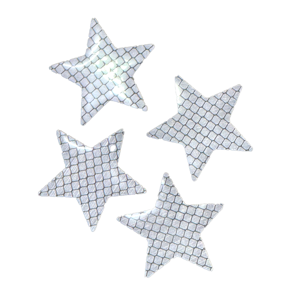 Reflekterande stickers silver stjärna 12st