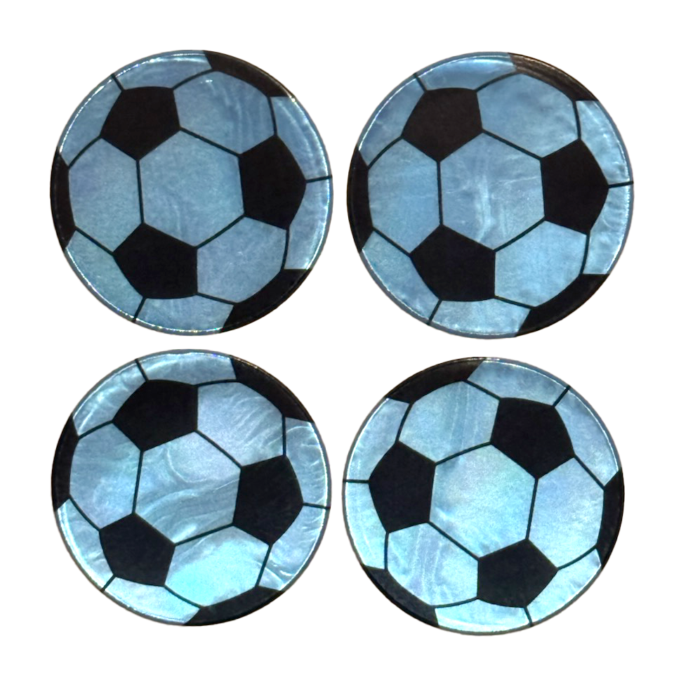 Stora reflekterande stickers fotbollar blå 16st