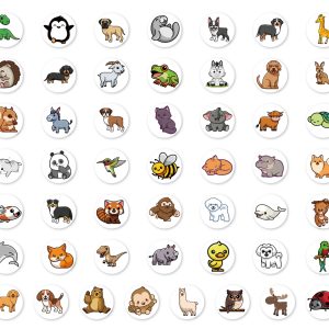 Stickers på rulle med djur 200st
